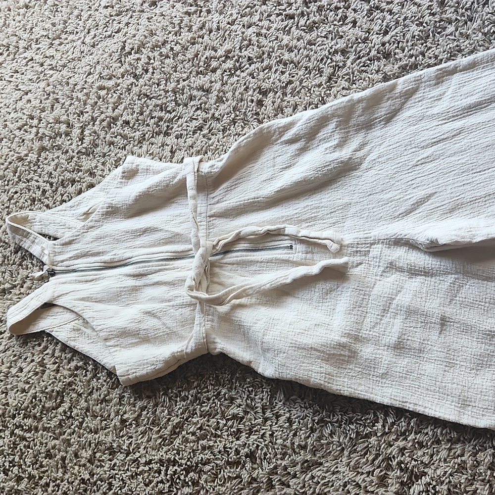 Anthropologie Cream Textured Jumpsuit Womans Size 4 - Picture 5 of 10